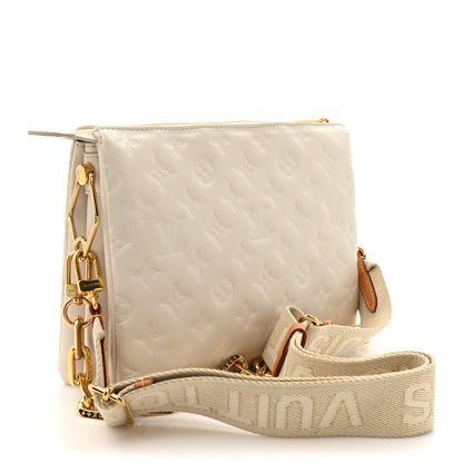 Louis Vuitton Lambskin Embossed Monogram Coussin PM Beige Cream 3 of 15