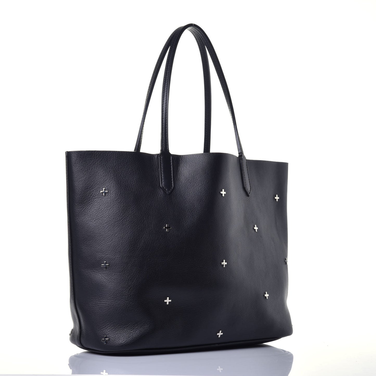 Calfskin Metal Cross Small Antigona Tote Black