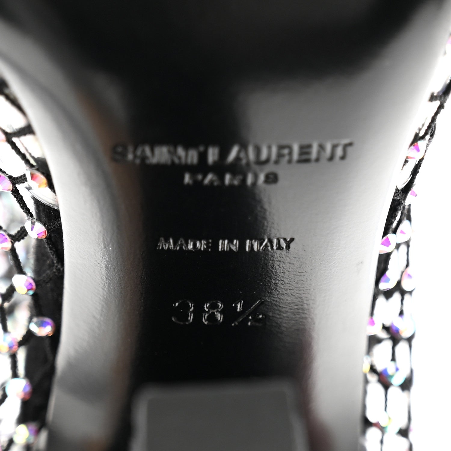 Saint Laurent Mesh Crystal 68 Knee High Boots 38.5 Pink Black 7 of 10