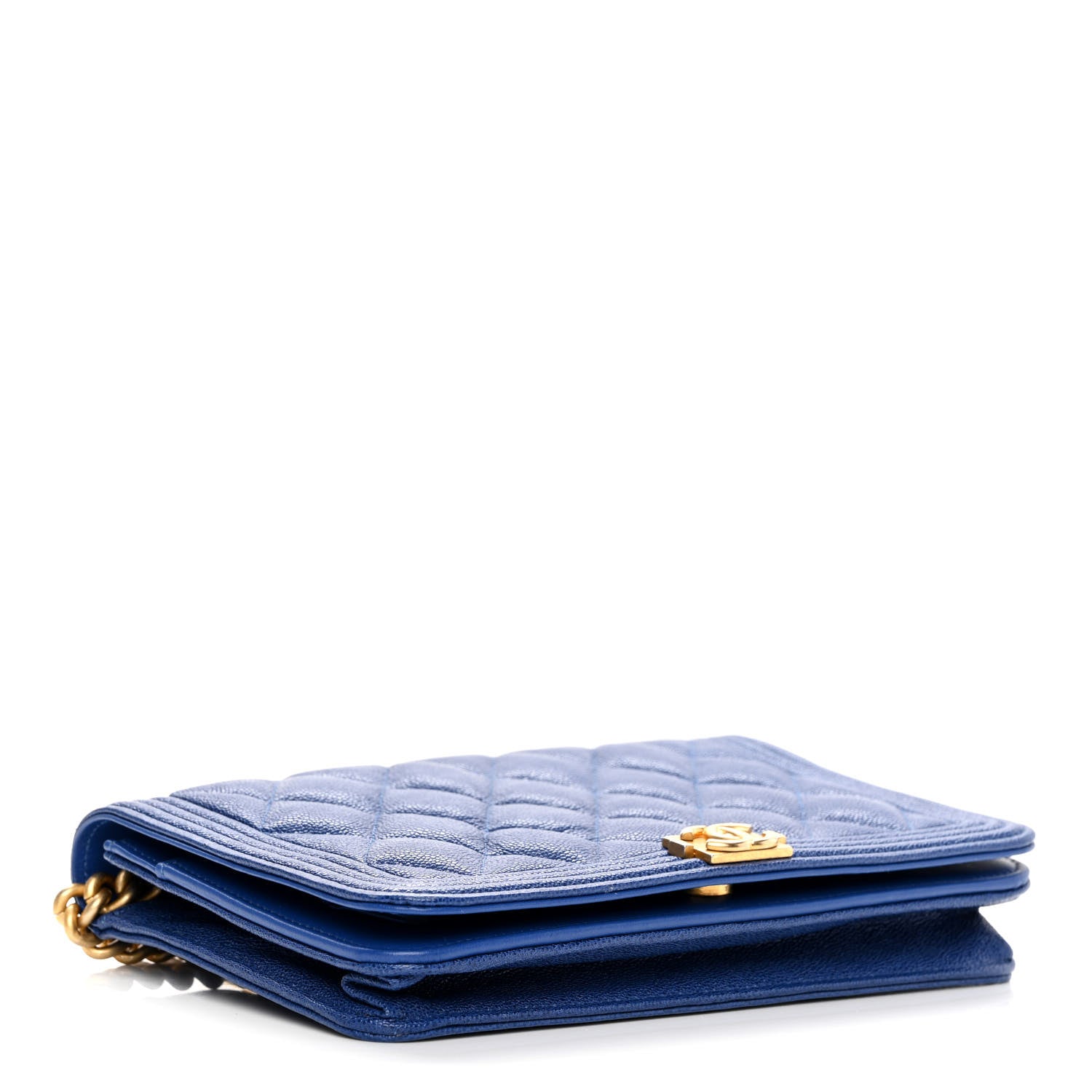 Chanel Caviar Quilted Boy Wallet On Chain WOC Blue 4 of 12