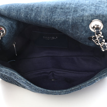 Chanel Denim Camellia Embroidered Flap Dark Blue 4 of 8