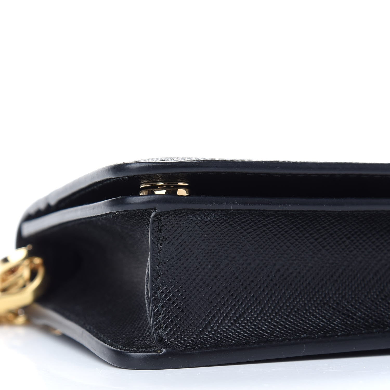 Prada Saffiano Shine Monochrome Mini Flap Crossbody Wristlet Bag Black 7 of 8