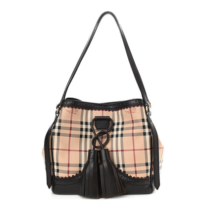 Burberry Haymarket Check Medium Brogue Tassel Tote 1 of 19