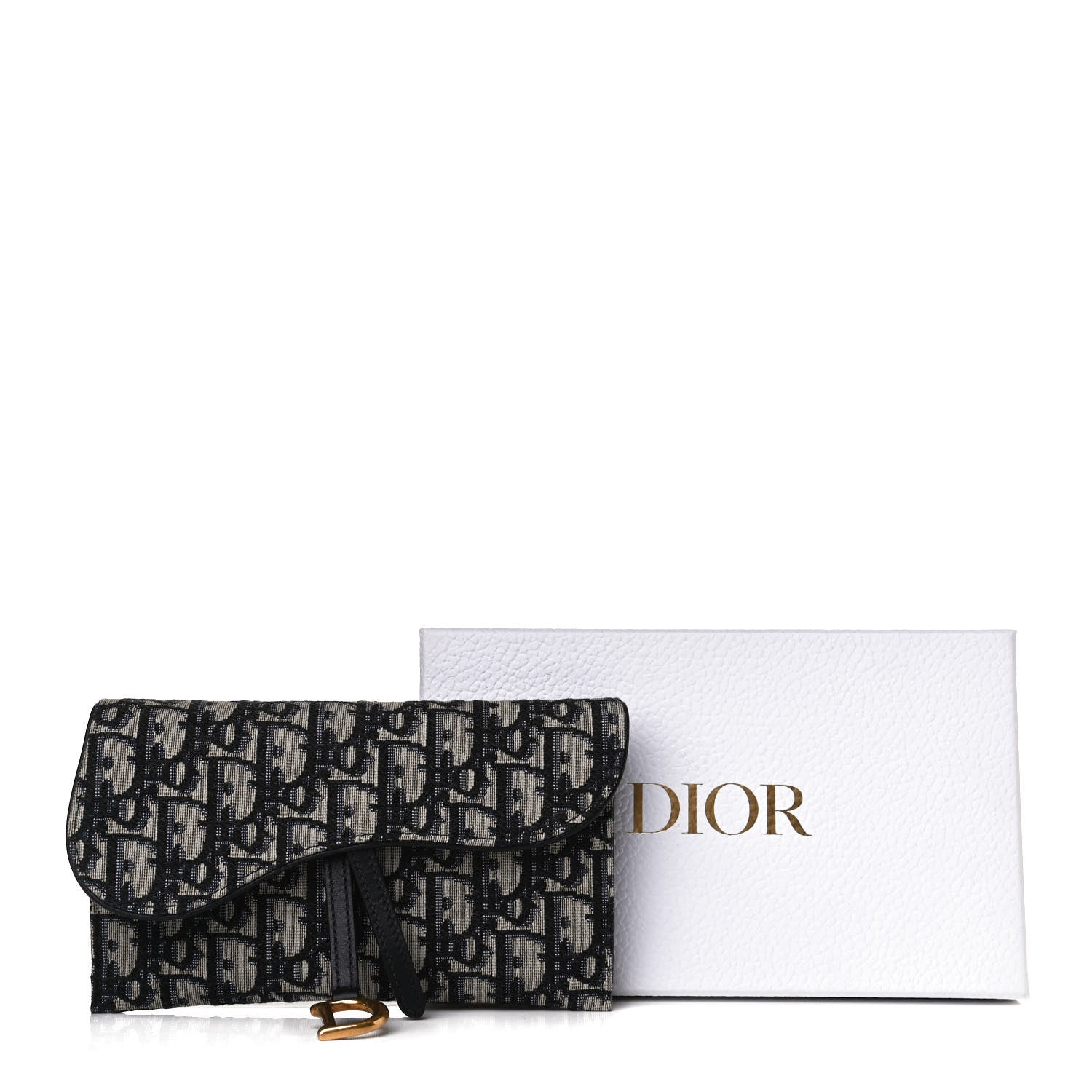 Christian Dior Oblique Saddle Chain Long Wallet Blue 14 of 14