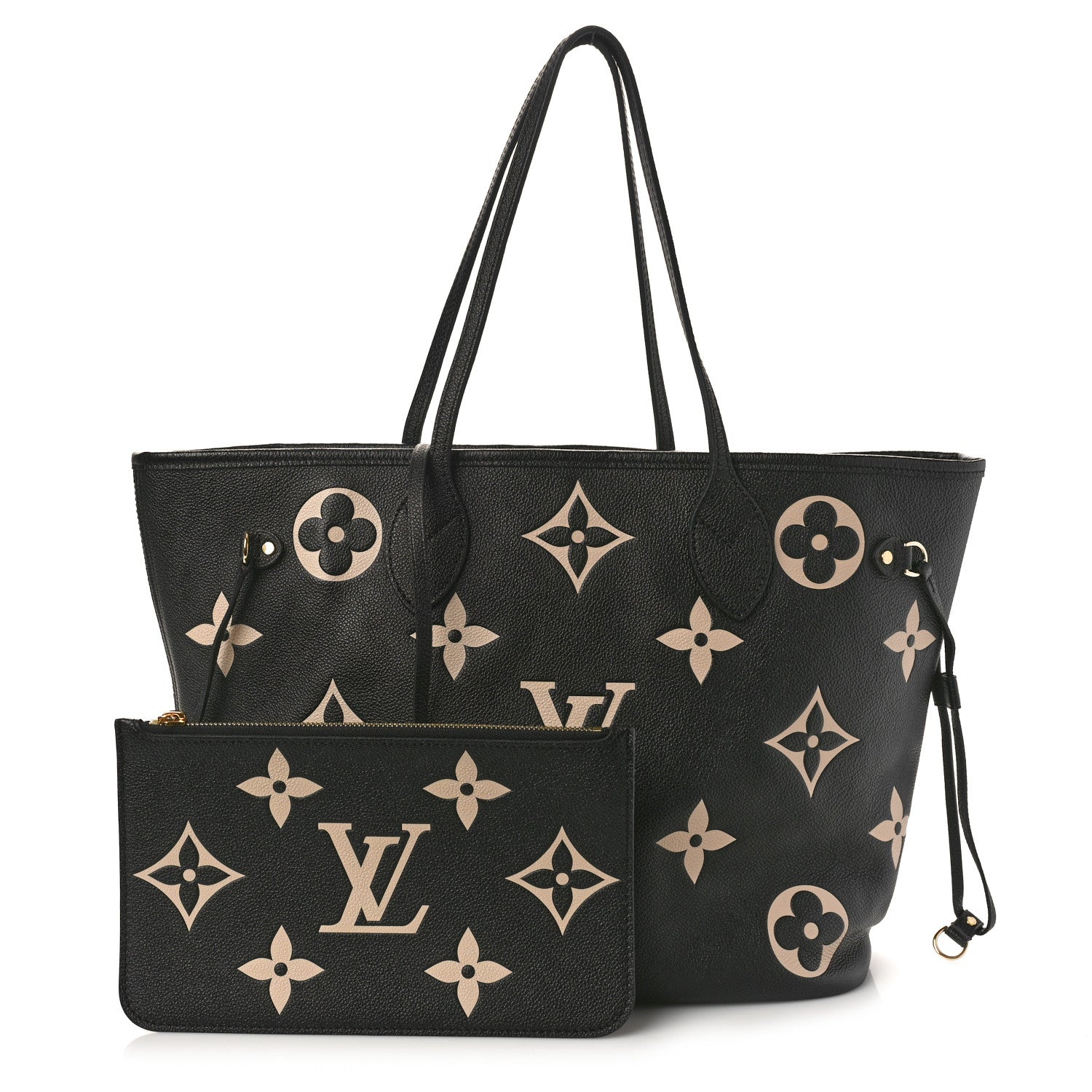Louis Vuitton Empreinte Monogram Giant Neverfull MM Black Beige 3 of 12