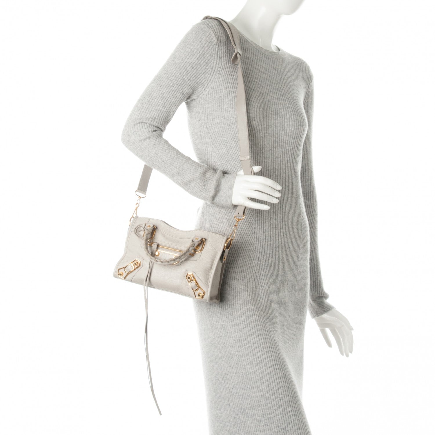Balenciaga Chevre Gold Metallic Edge Hardware Mini City Gris Clair Gris Perle 2 of 7
