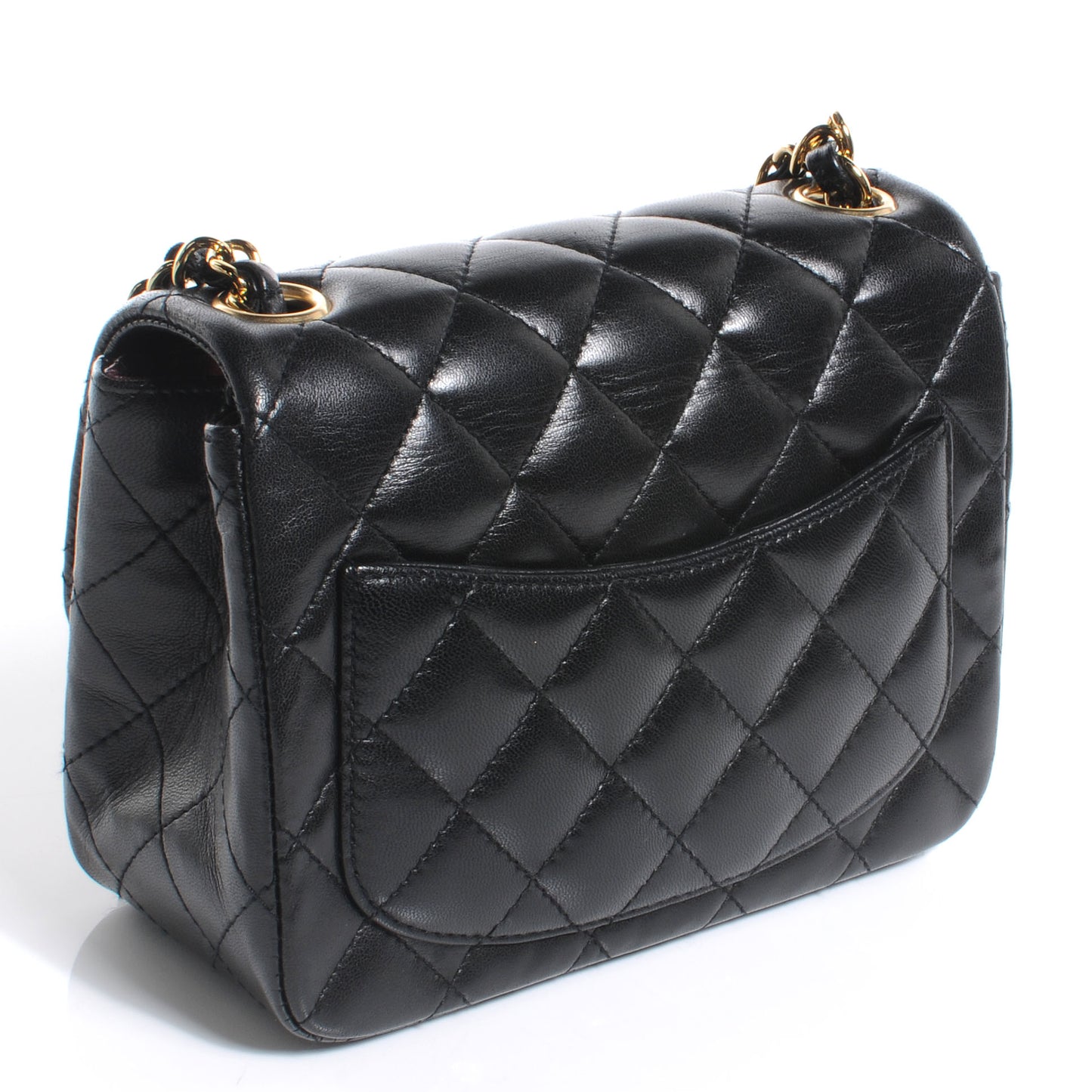 Lambskin Square Quilted Mini Flap Black