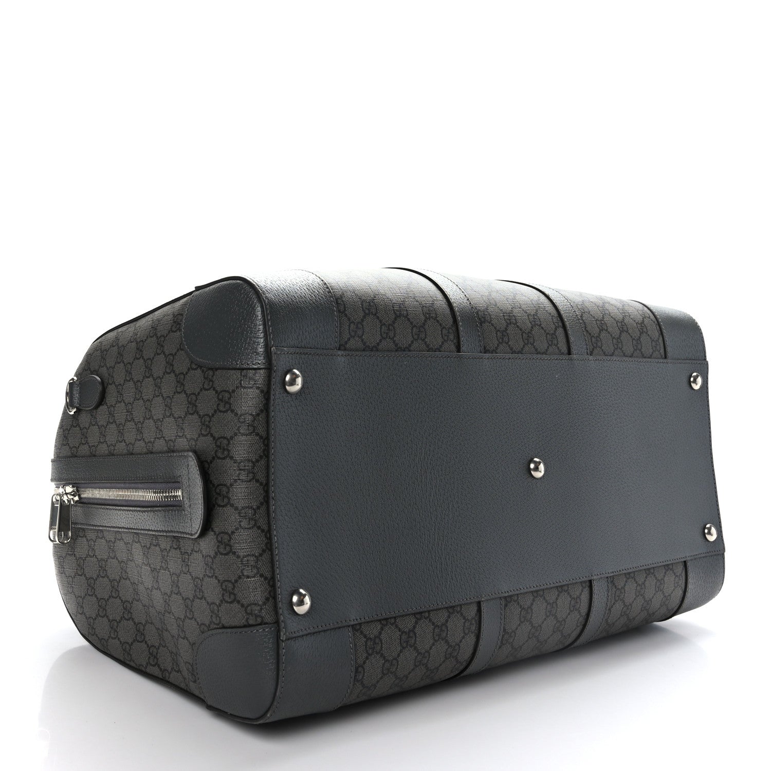 Gucci GG Supreme Monogram Textured Dollar Calfskin Large Savoy Duffle Bag Grey Black Graphite Grey 3 of 10