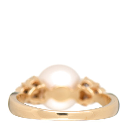 Mikimoto 18K Yellow Gold Diamond Akoya Pearl 8.5mm Ring 49 4.75 4 of 6