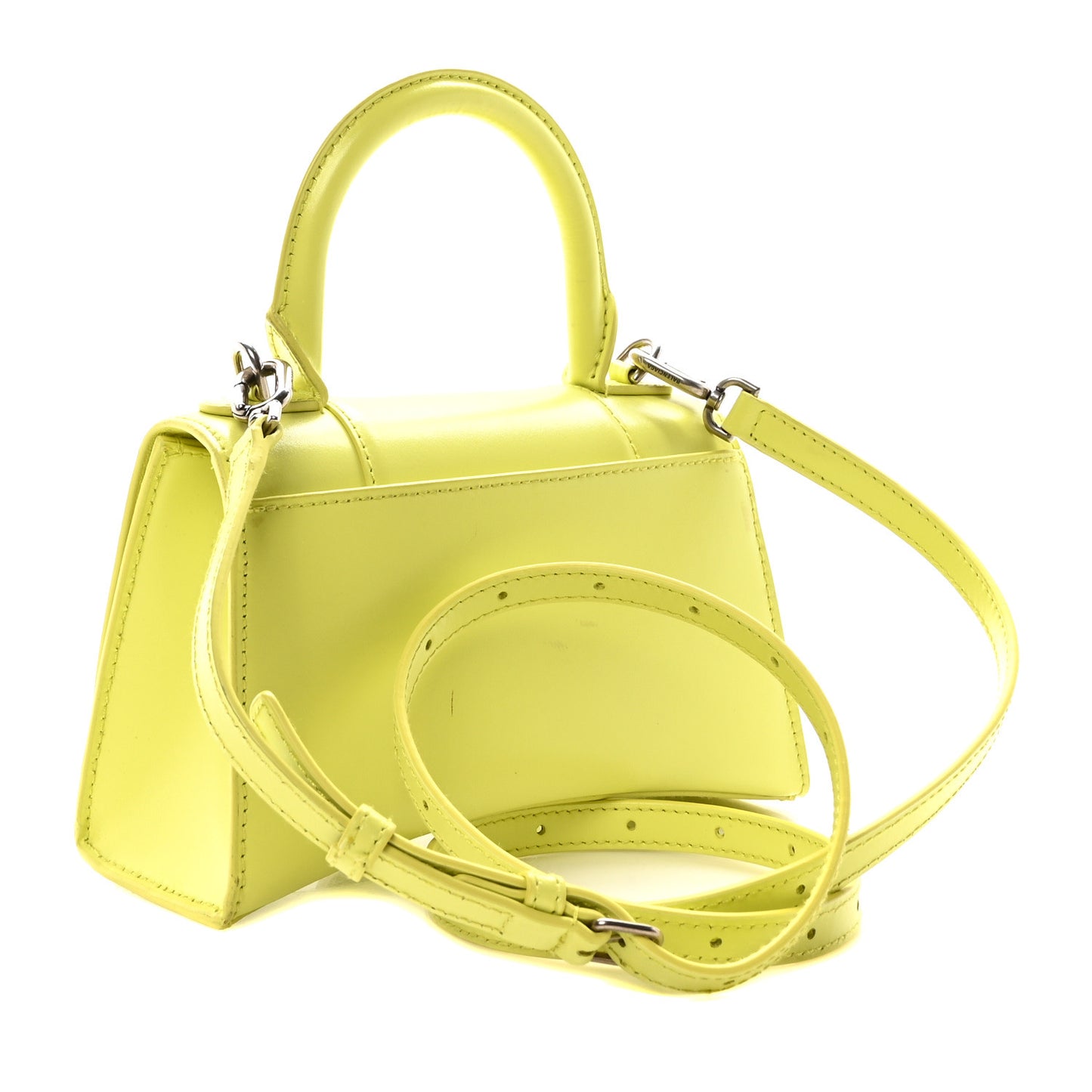 Shiny Box Calfskin Hourglass Top Handle Bag XS Lime