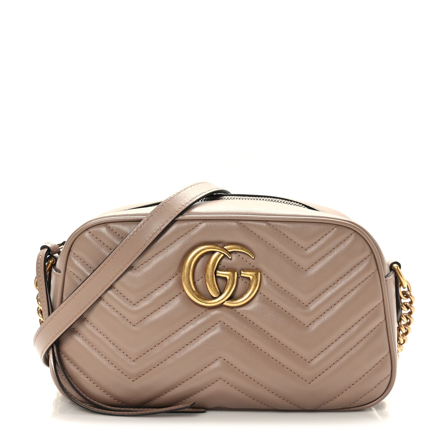 Calfskin Matelasse Small GG Marmont Chain Shoulder Bag Porcelain Rose