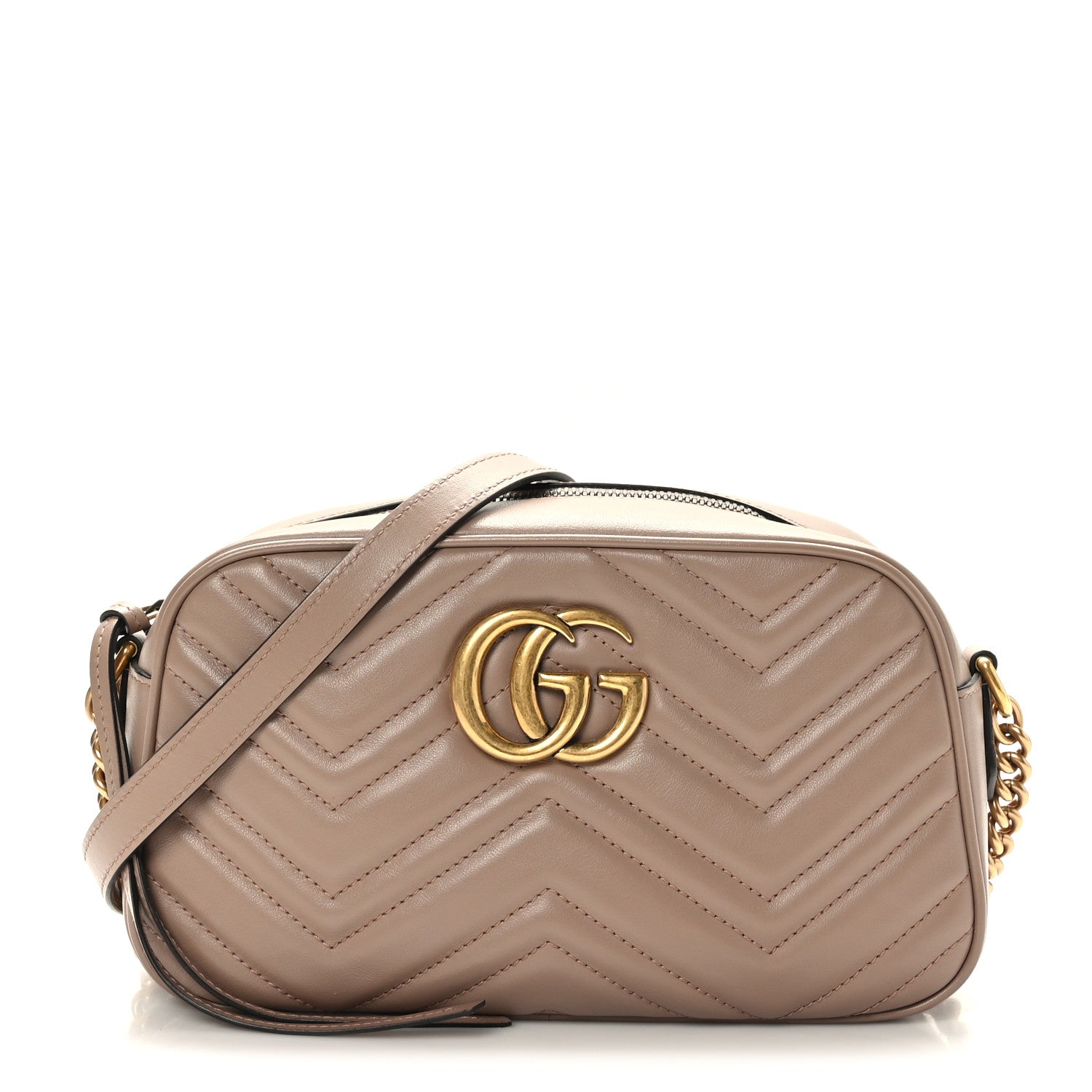 Gucci Calfskin Matelasse Small GG Marmont Chain Shoulder Bag Porcelain Rose 1 of 9