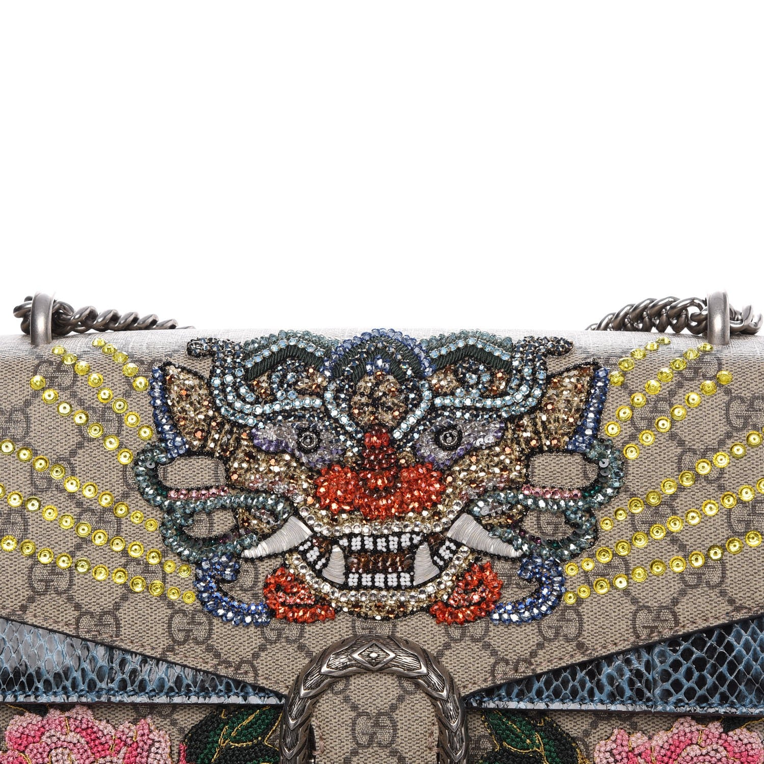 Gucci GG Supreme Monogram Python Embroidered Medium Dionysus Shoulder Bag 8 of 9