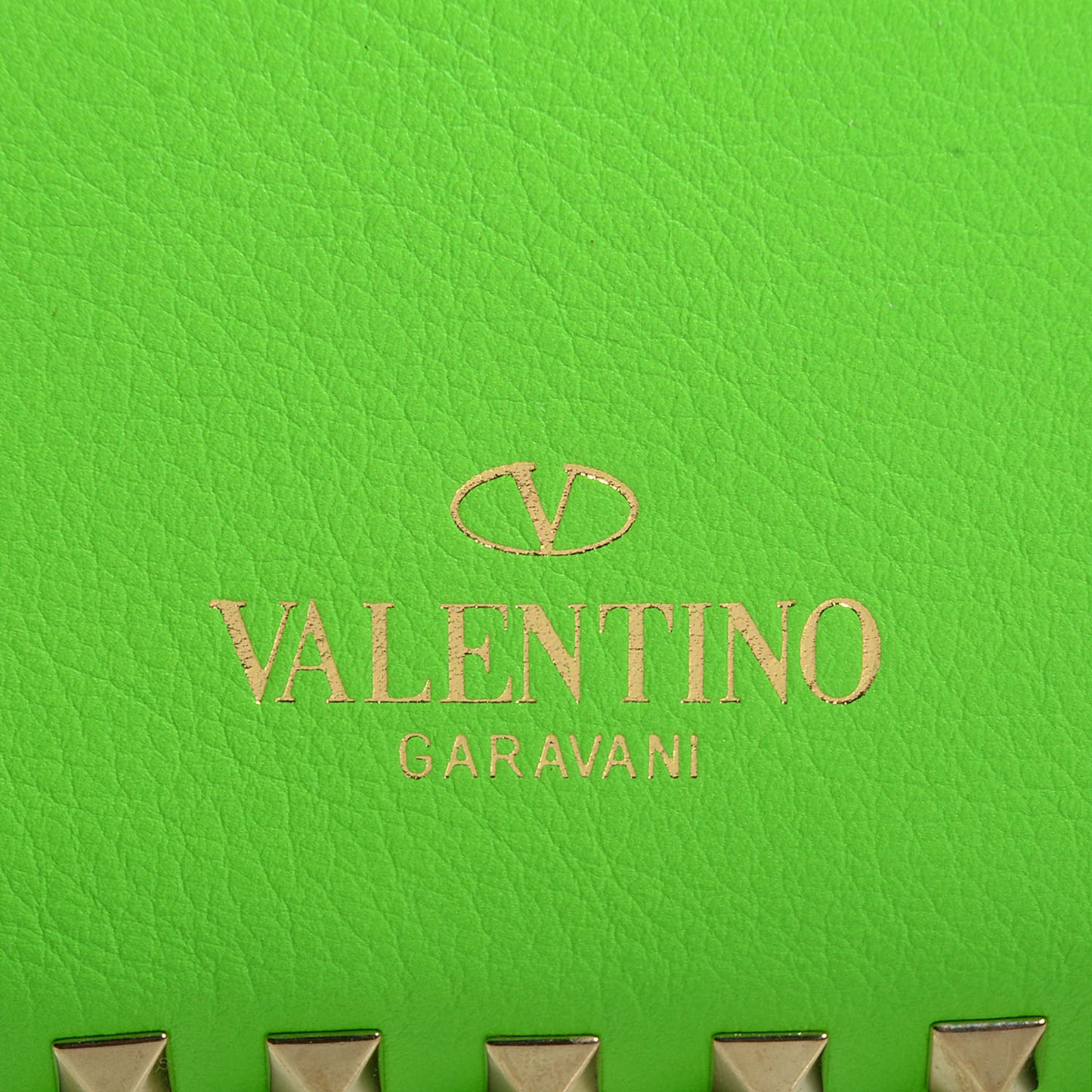 Vitello Medium Rockstud Tote Green Fluo