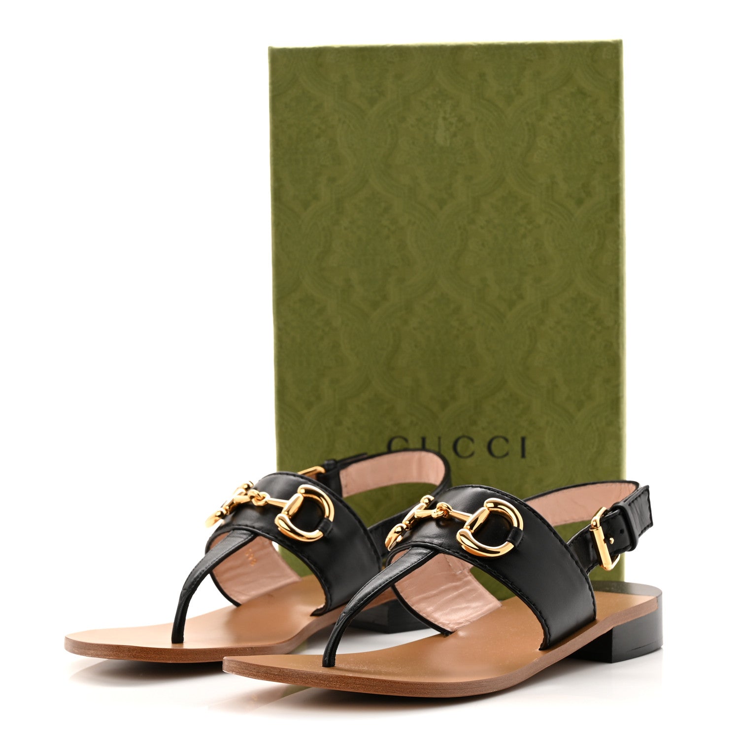 Gucci Nappa Charlotte Horsebit Thong Sandals 40 Black 10 of 10