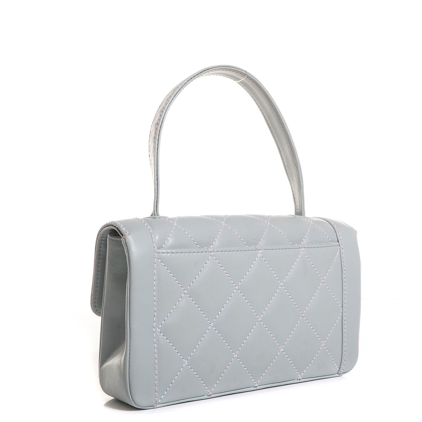 Calfskin Quilted Wild Stitch Flap Light Blue
