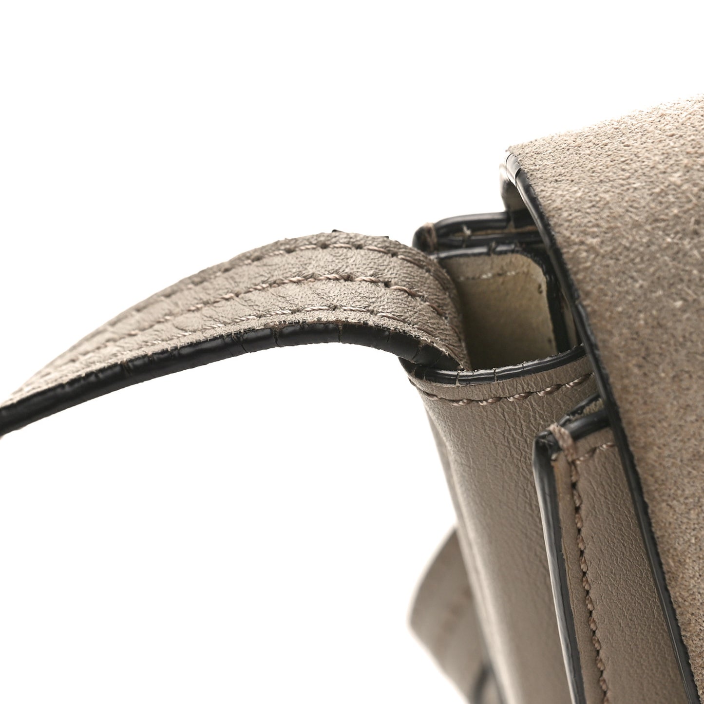 Suede Calfskin Small Faye Shoulder Bag Motty Grey