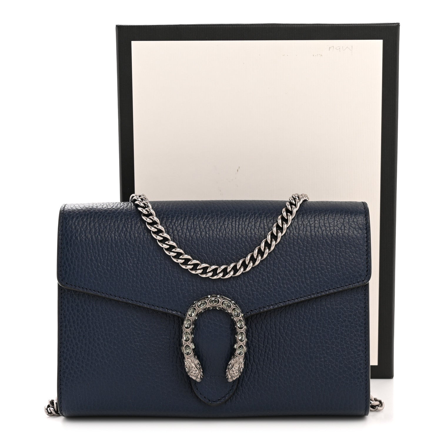 Gucci Dollar Calfskin Crystal Mini Dionysus Chain Wallet Blue Agata Black Diamond 14 of 14