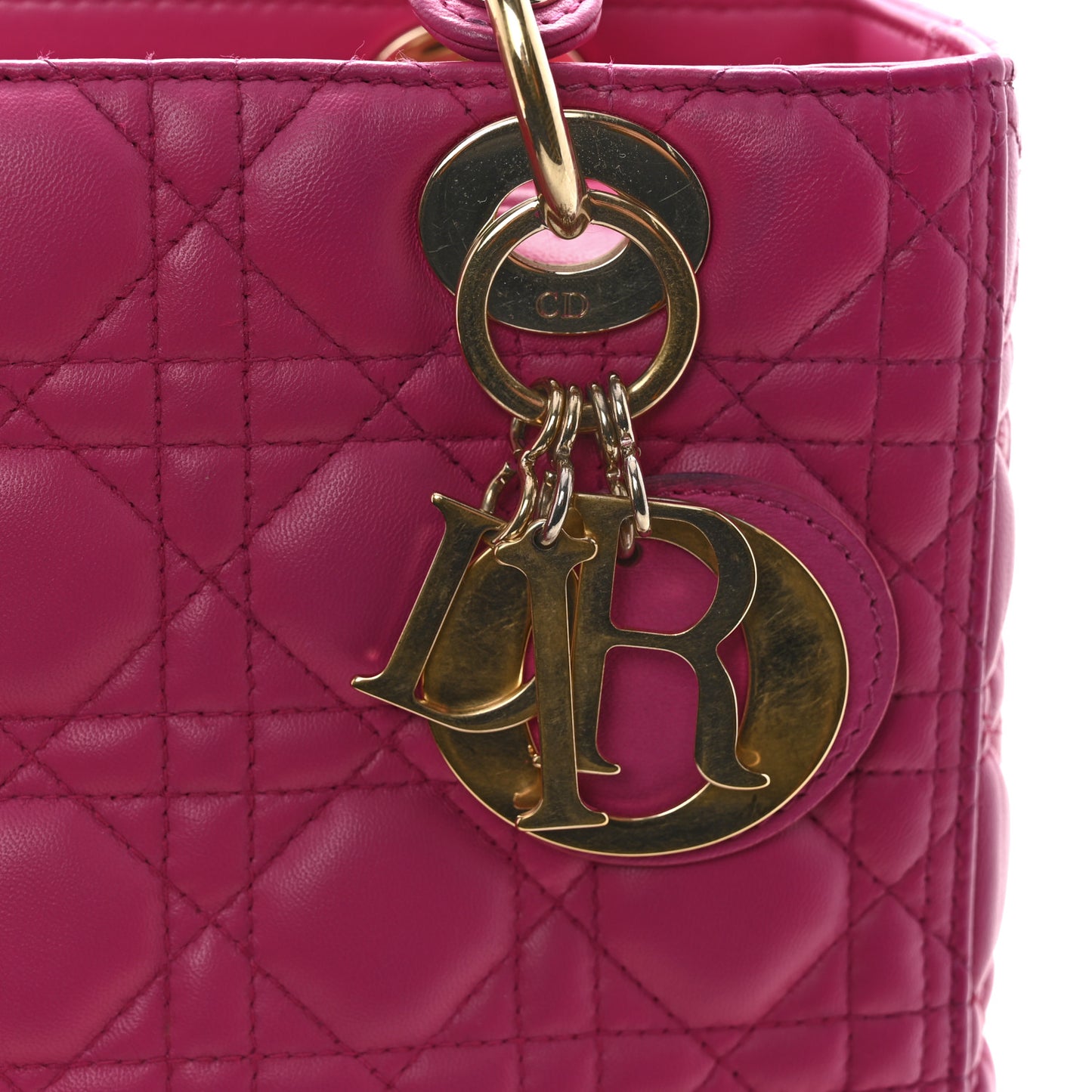 Lambskin Cannage Medium Lady Dior Fuchsia