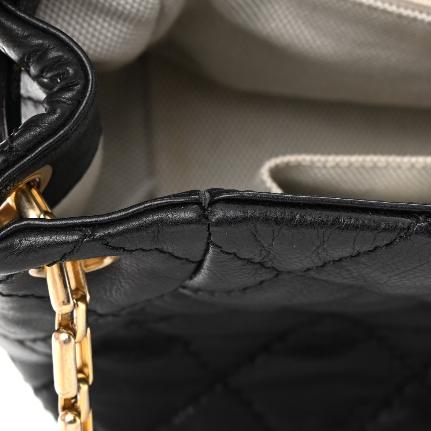 Calfskin Quilted Retro Chain Flap Black