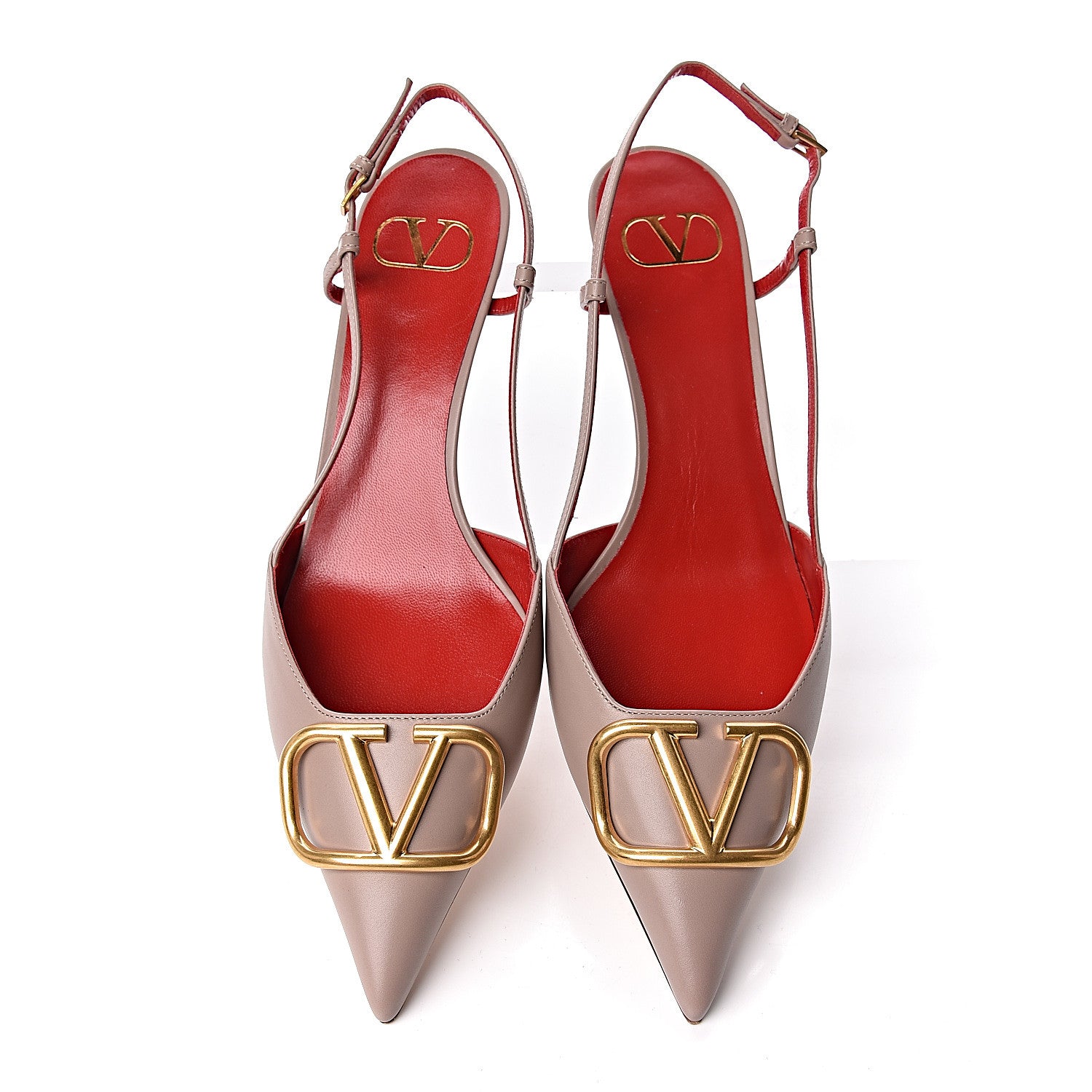 Valentino Garavani Calfskin Vlogo Slingback 40mm Pumps 40 Poudre 9 of 10