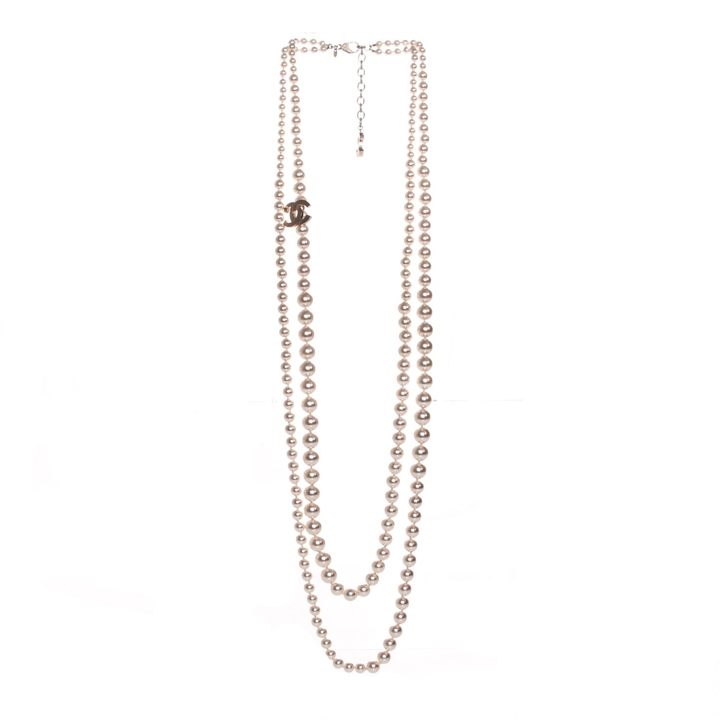 Pearl CC Long Necklace Gold