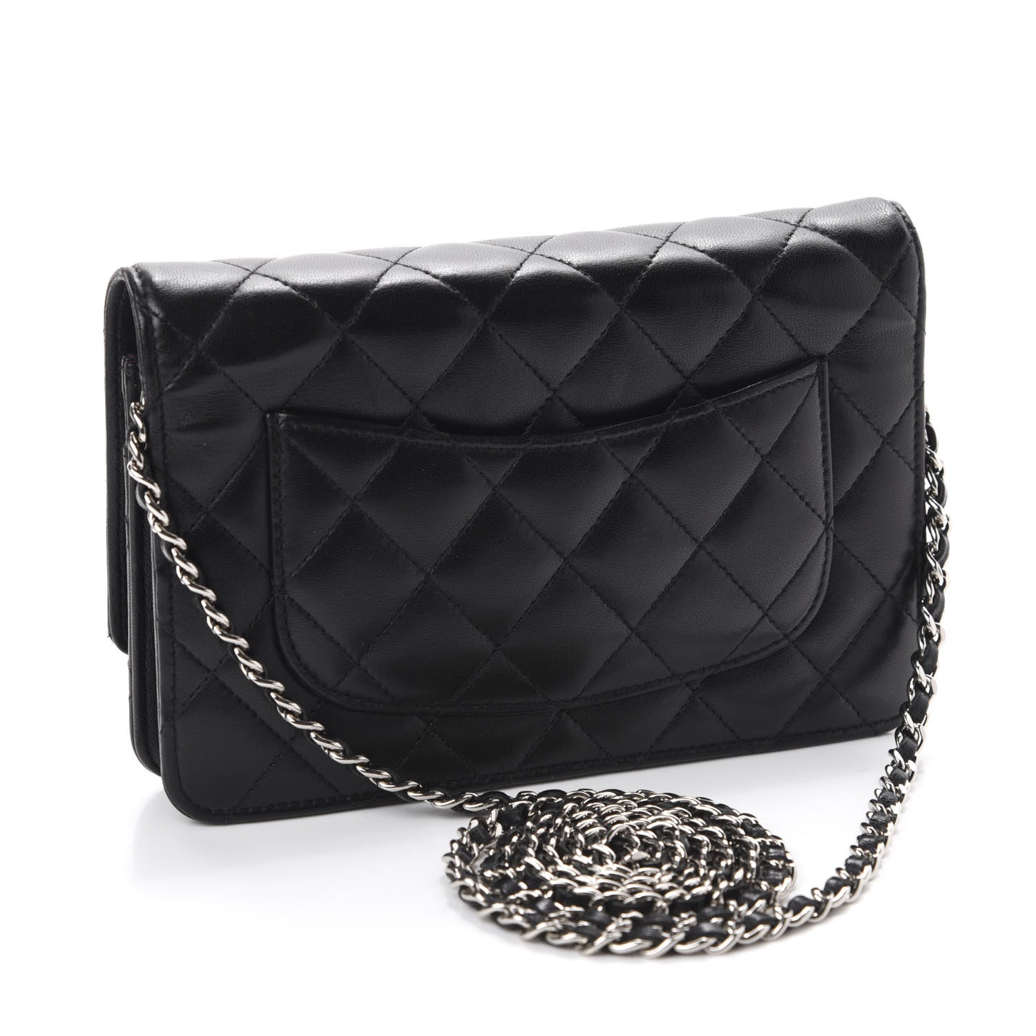 Chanel Lambskin Quilted Wallet On Chain WOC Black 3 of 12
