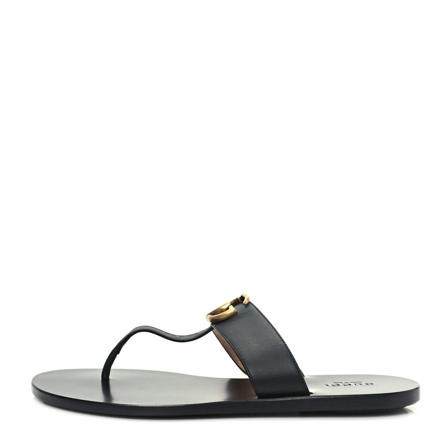 Calfskin GG Marmont Thong Sandals 37 Black
