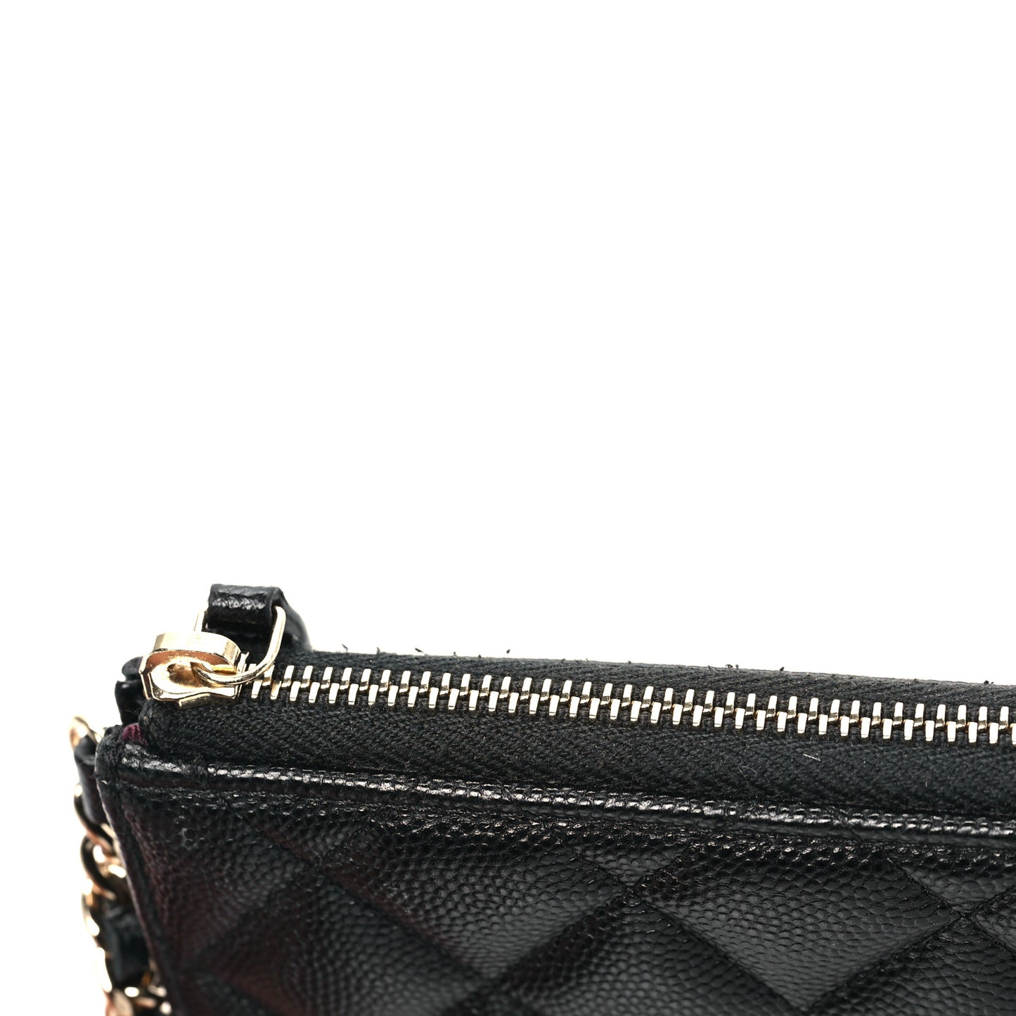 Caviar Quilted Classic Pouch With Handle Black