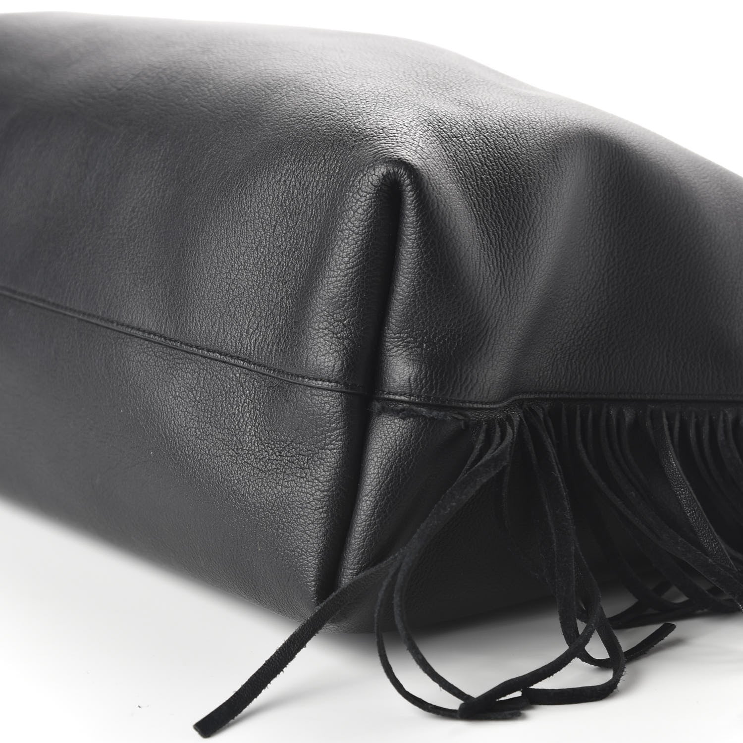Saint Laurent Calfskin Large Fringe Shopping Tote Black 7 of 13