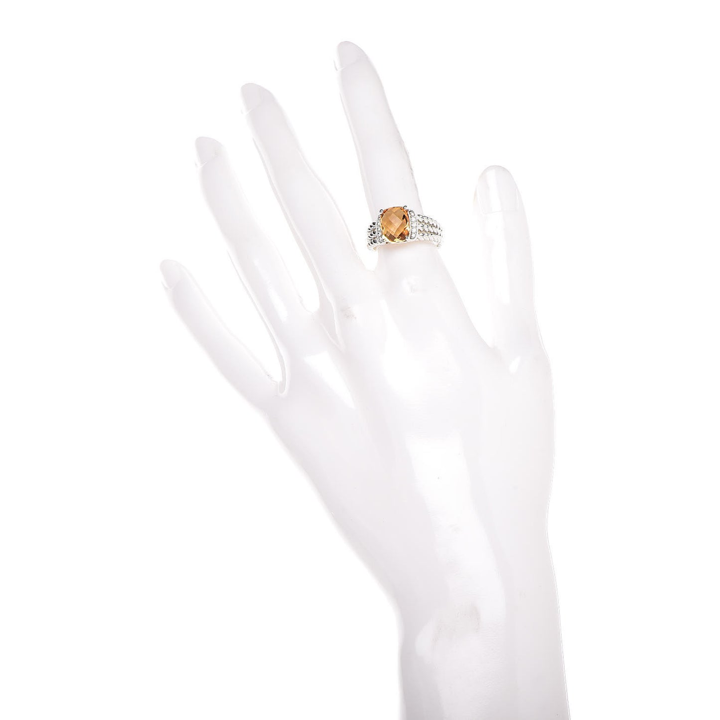 Sterling Silver Diamond Citrine 10mm Petite Wheaton Ring 54 6.75