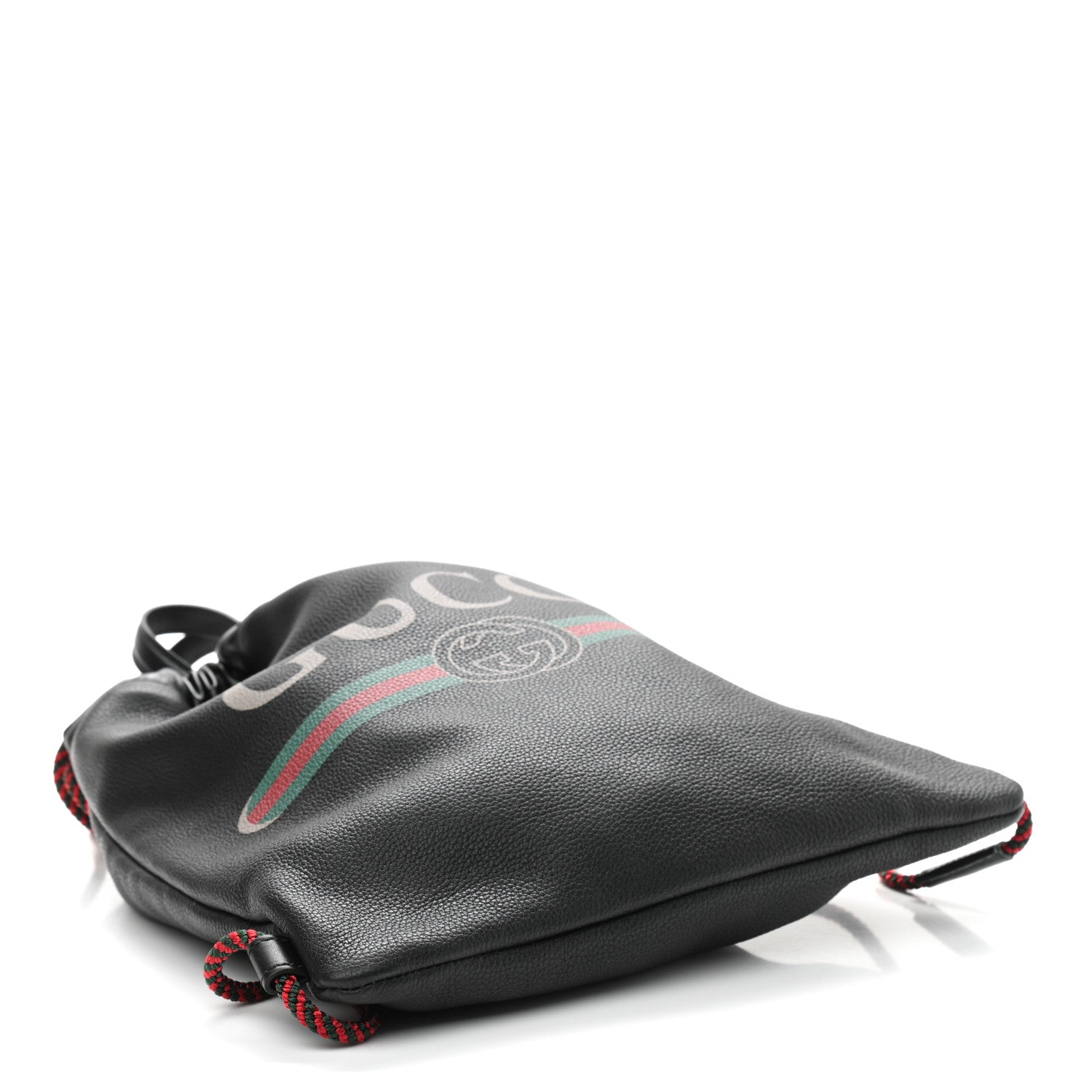 Gucci Calfskin Logo Drawstring Backpack Black 5 of 10