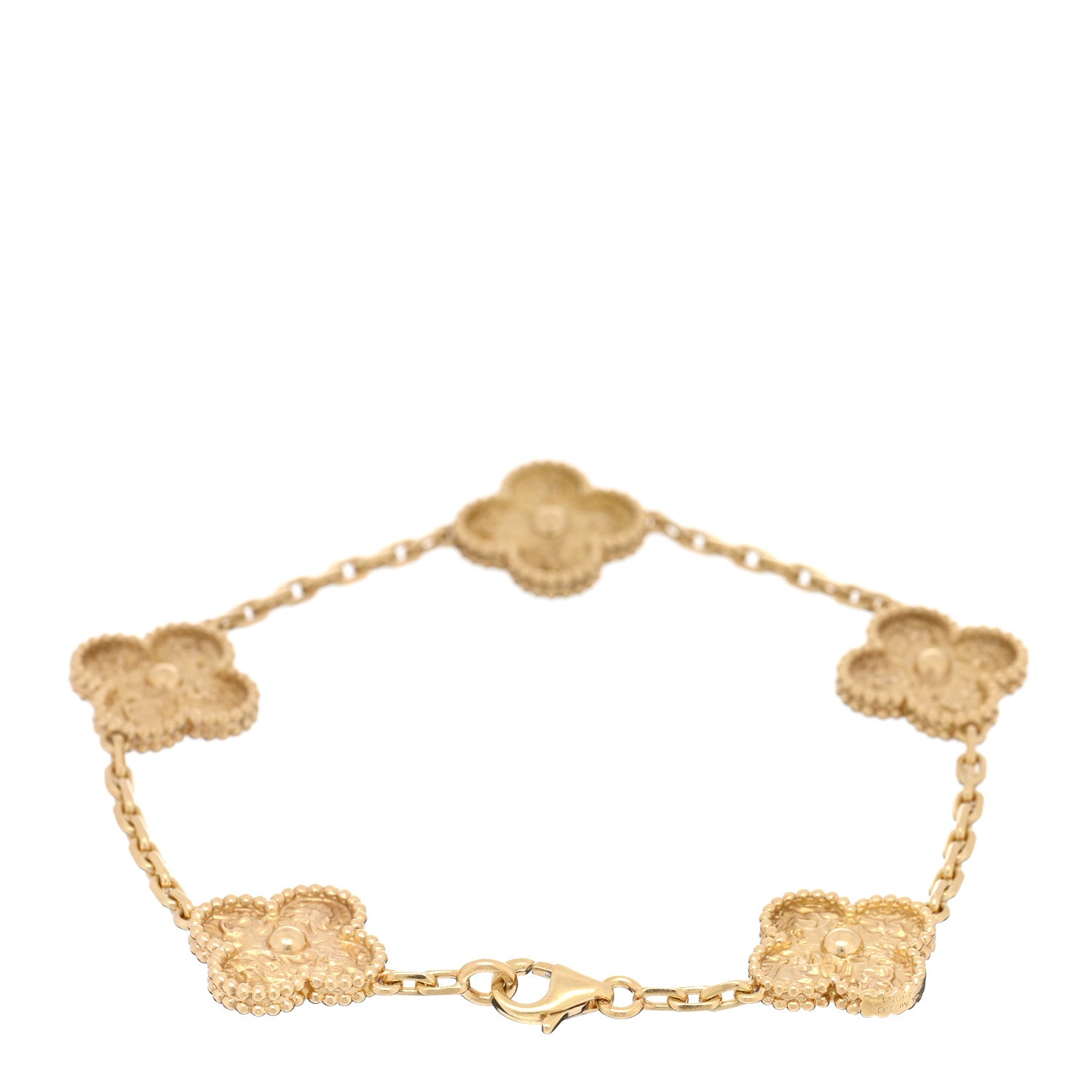 Van Cleef & Arpels 18K Yellow Gold 5 Motifs Vintage Alhambra Bracelet 3 of 4