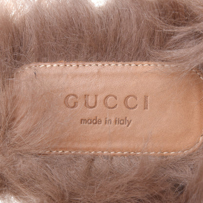 Gucci Betis Glamour Calfskin Fur Womens Princetown Slippers 39 Hibiscus Red Naturale 9 of 10