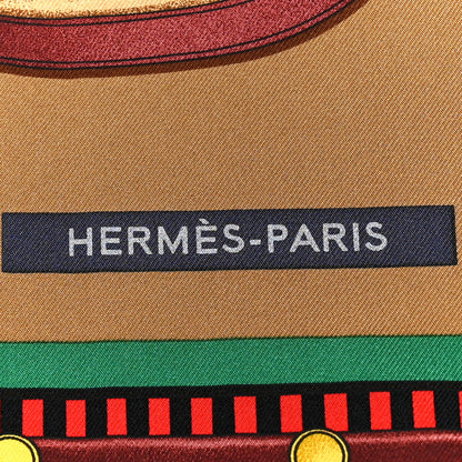 Hermes Silk Lettres Equestre Scarf 90 Tabac Vert Rouge 2 of 5