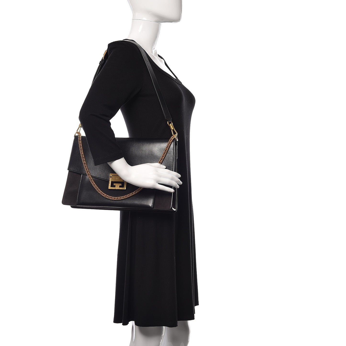 Goatskin Suede Large GV3 Flap Black Grey