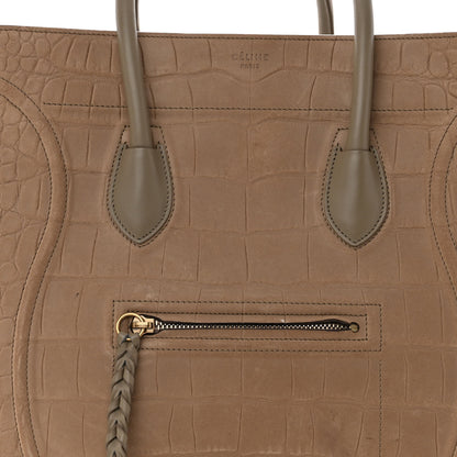 Celine Crocodile Embossed Nubuck Phantom Luggage Beige 7 of 12