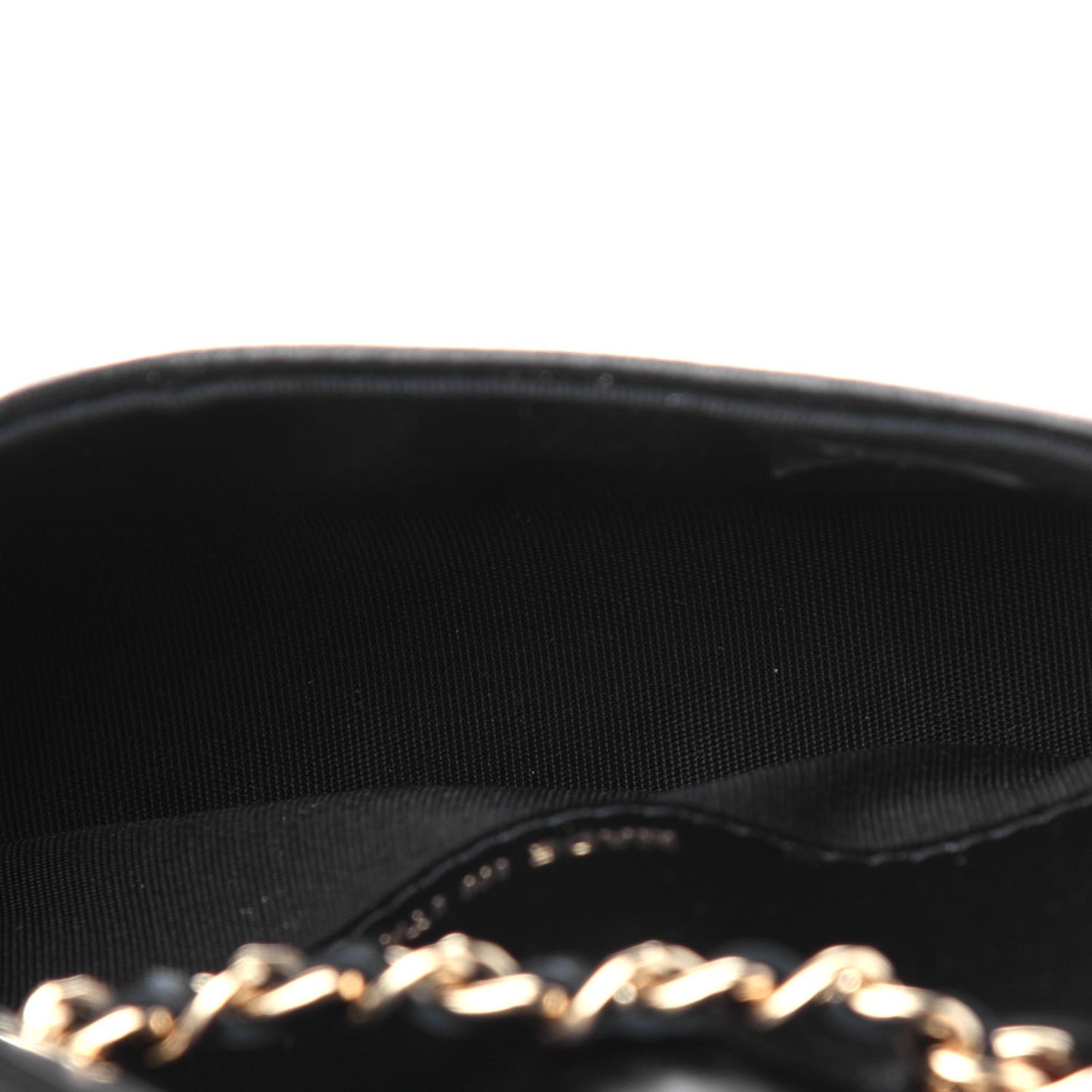 Lambskin Camellia Embossed Chain Belt Bag Black