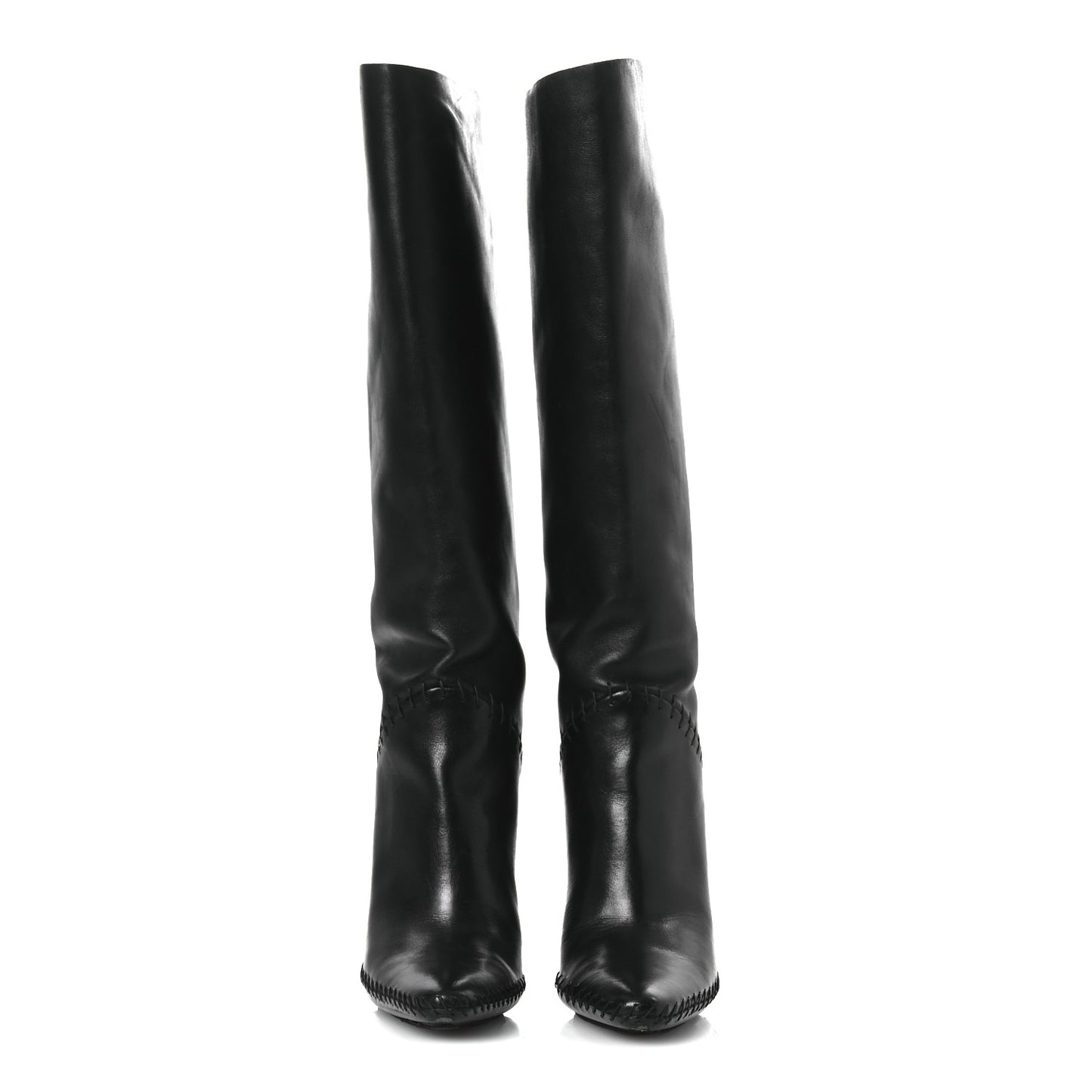Nappa Stitched Knee High Boots 38.5 Black