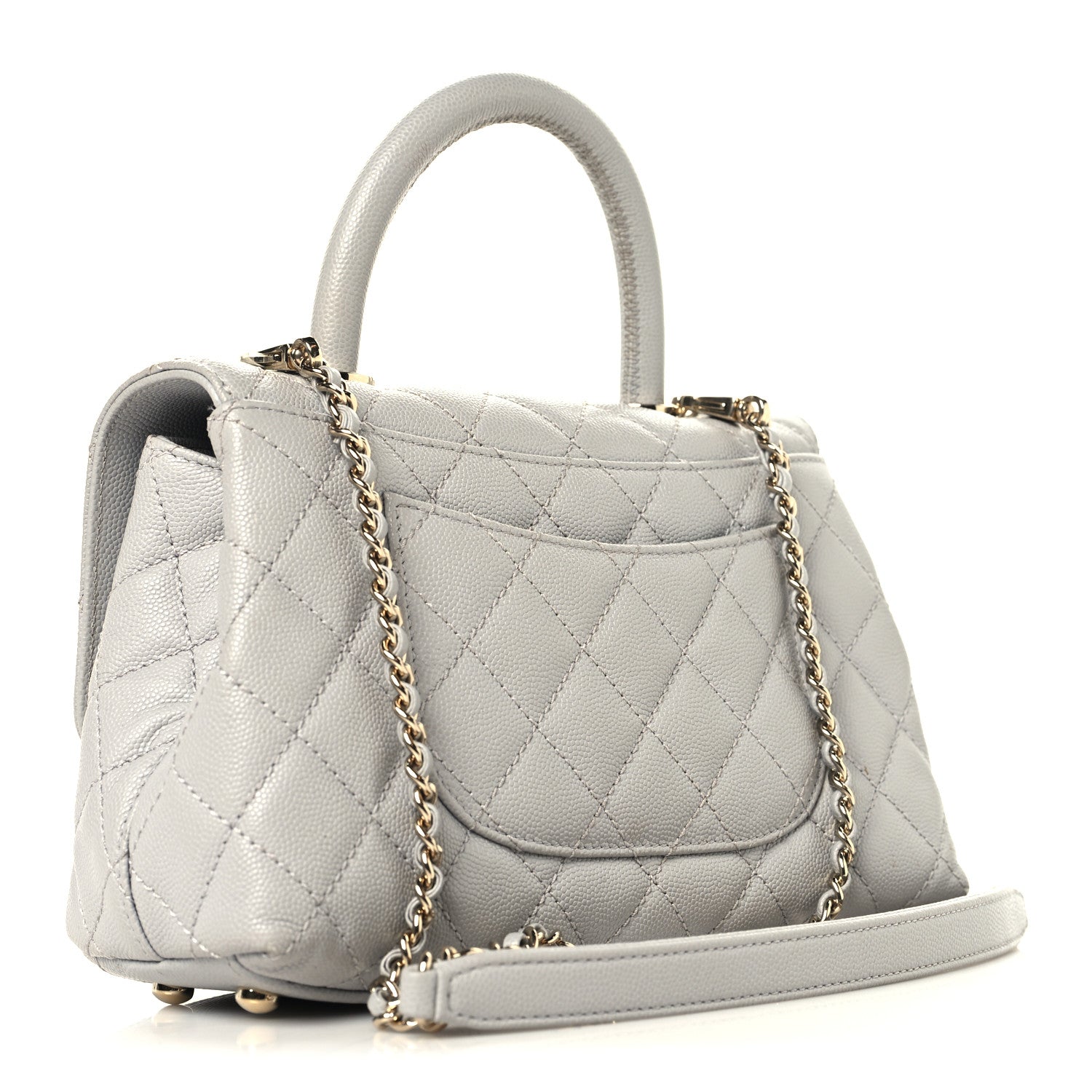 Chanel Caviar Quilted Mini Coco Handle Flap Light Grey 3 of 14