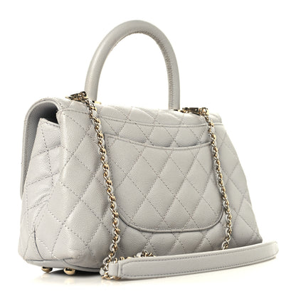 Chanel Caviar Quilted Mini Coco Handle Flap Light Grey 3 of 14