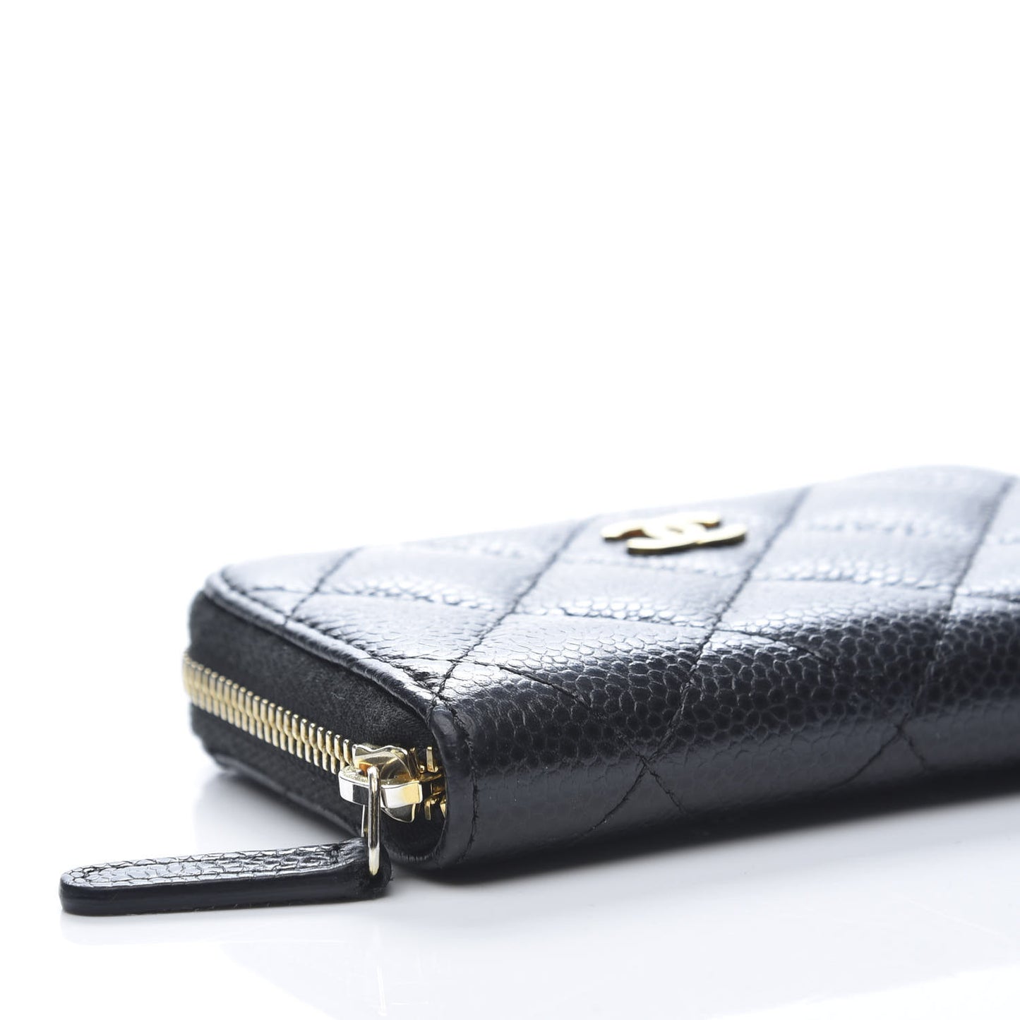 Caviar Quilted Zip Coin Purse Black
