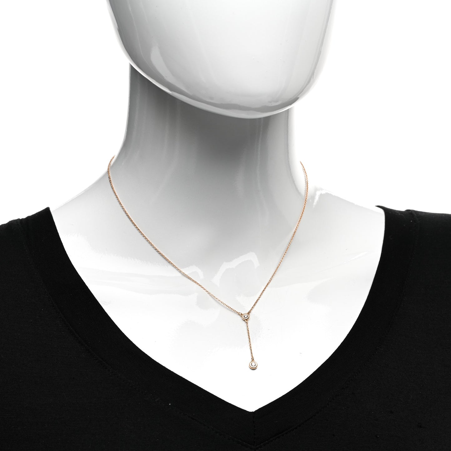 18K Rose Gold Diamond Elsa Peretti Diamonds by the Yard Lariat Necklace