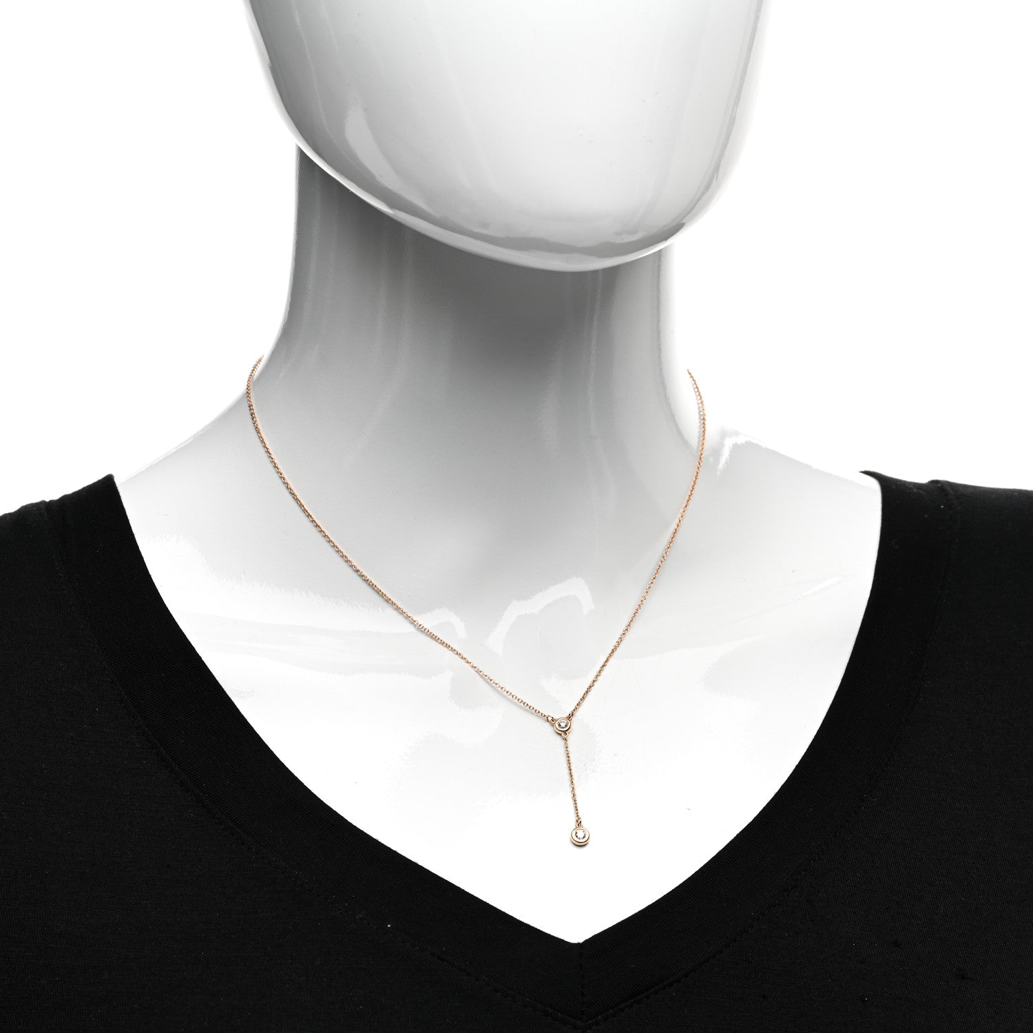 Tiffany 18K Rose Gold Diamond Elsa Peretti Diamonds by the Yard Lariat Necklace 2 of 5