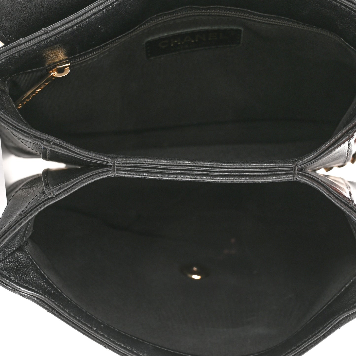 Calfskin Quilted Double Pocket Top Handle Flap Black
