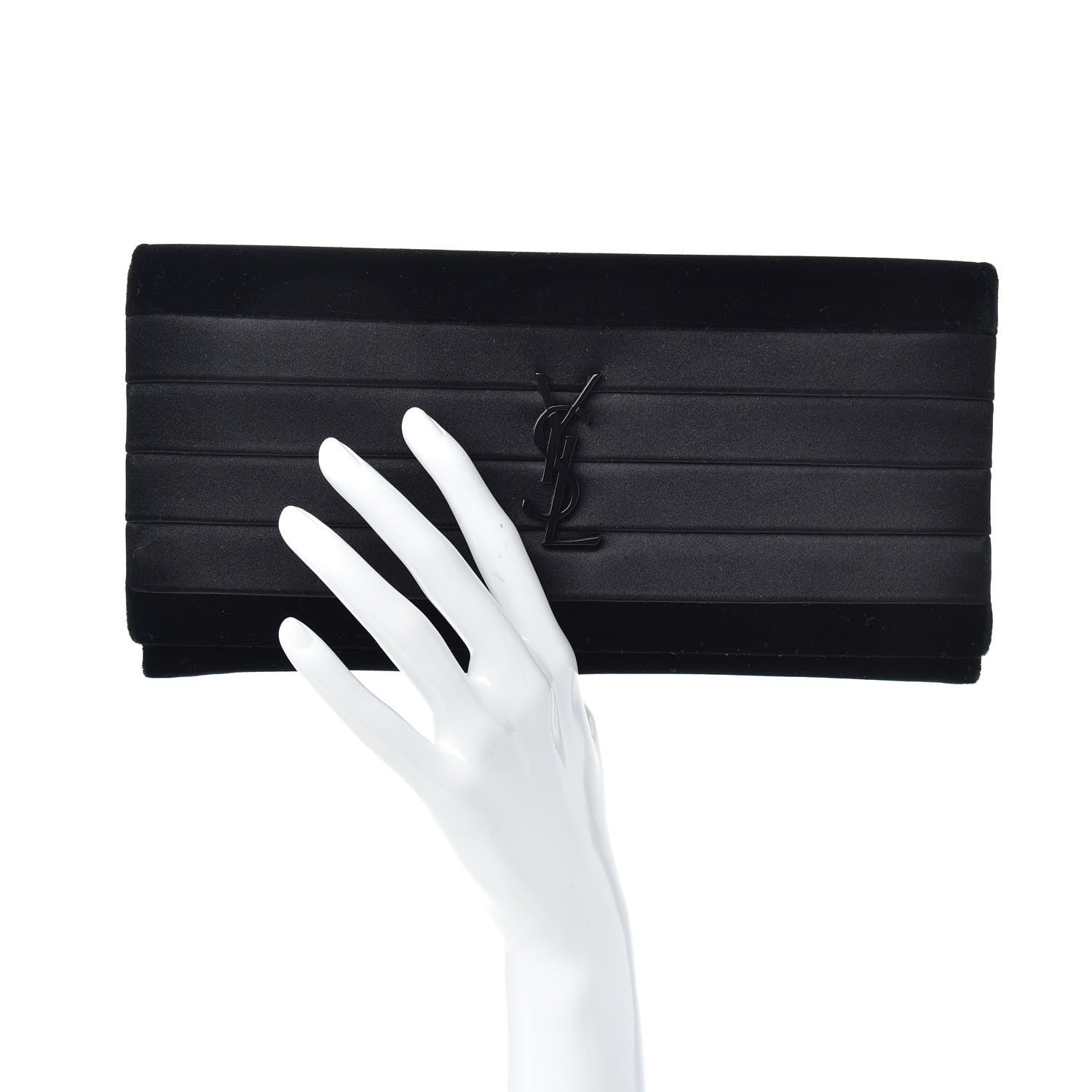 Saint Laurent Velvet Satin Monogram Smoking Clutch Black 2 of 7