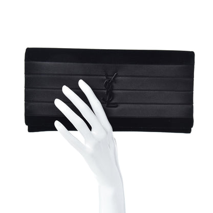 Saint Laurent Velvet Satin Monogram Smoking Clutch Black 2 of 7