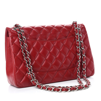 Chanel Caviar Quilted Jumbo Double Flap Red 3 of 11