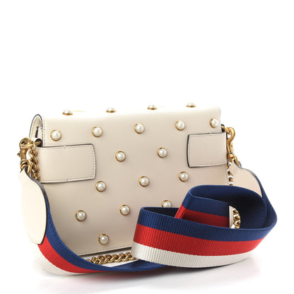 Gucci Nappa Pearl Studded Mini Queen Margaret Broadway Shoulder Bag Mystic White 3 of 9