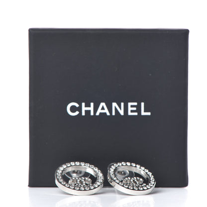 Chanel Crystal CC Round Earrings Silver 5 of 5
